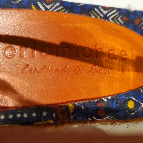 "Eric Michael", 8.5M, leather & Textile Wedge Sandals - Picture 4 of 7